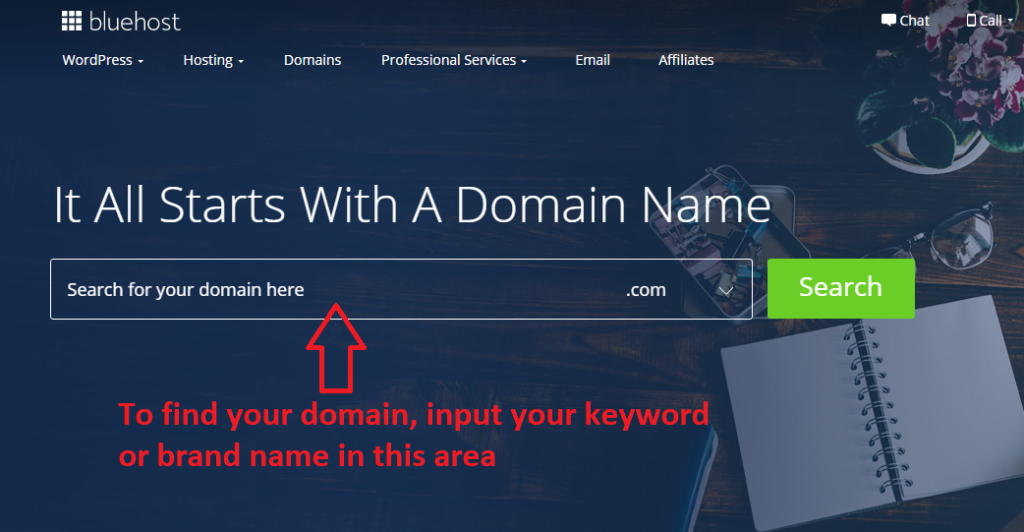 Bluehost domain search